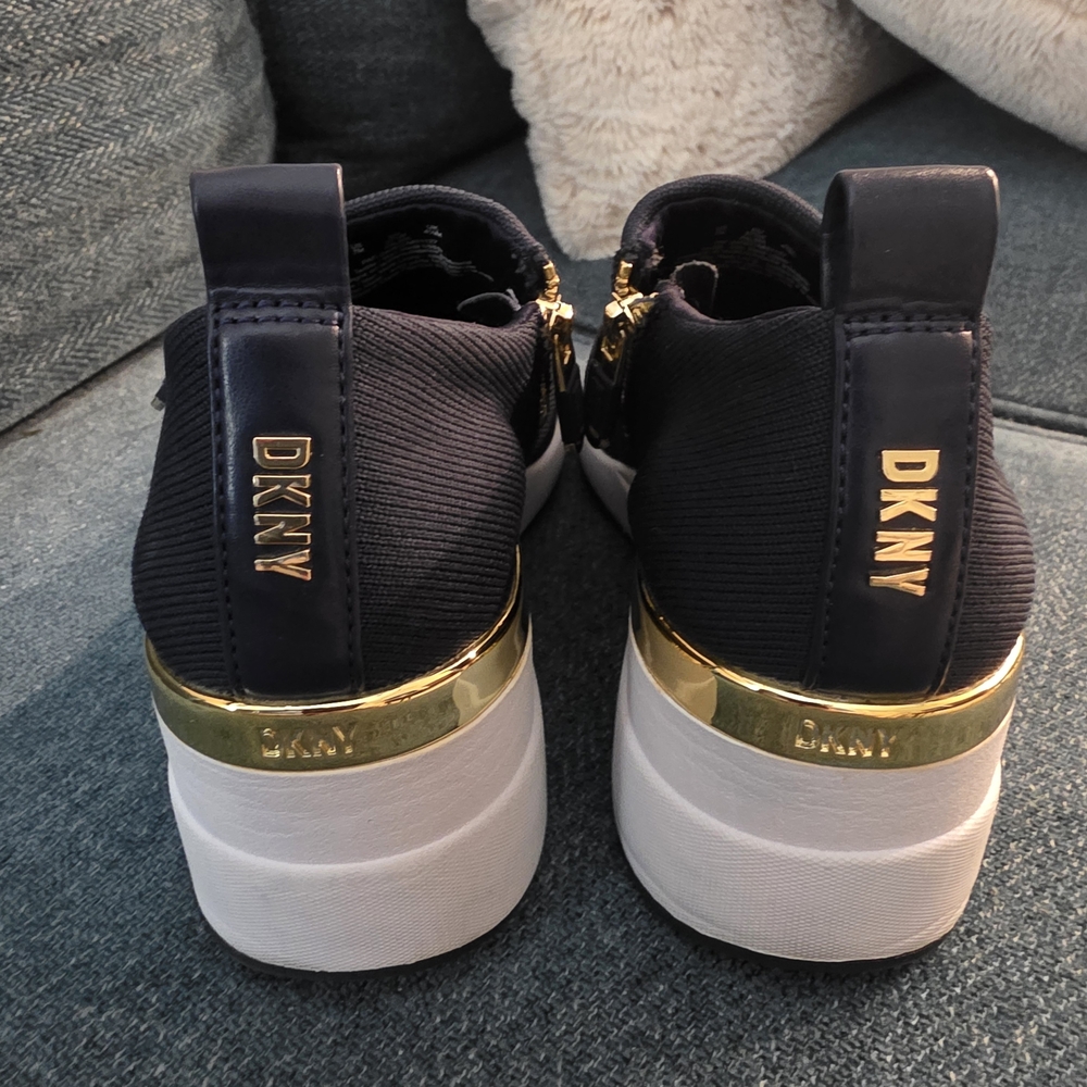 DKNY Navy and Gold Sneakers